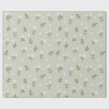 Papel de regalo con patrón continuo de flores blan