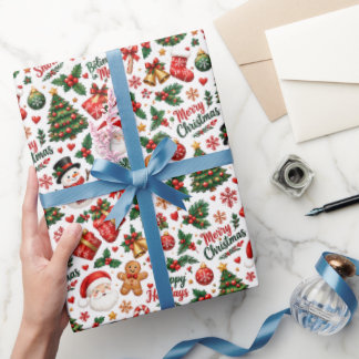 Papel de regalo con patrón continuo de Navidad