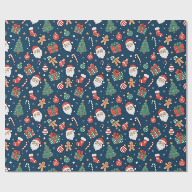 Papel de regalo con patrón continuo de Navidad (Superficie plana)