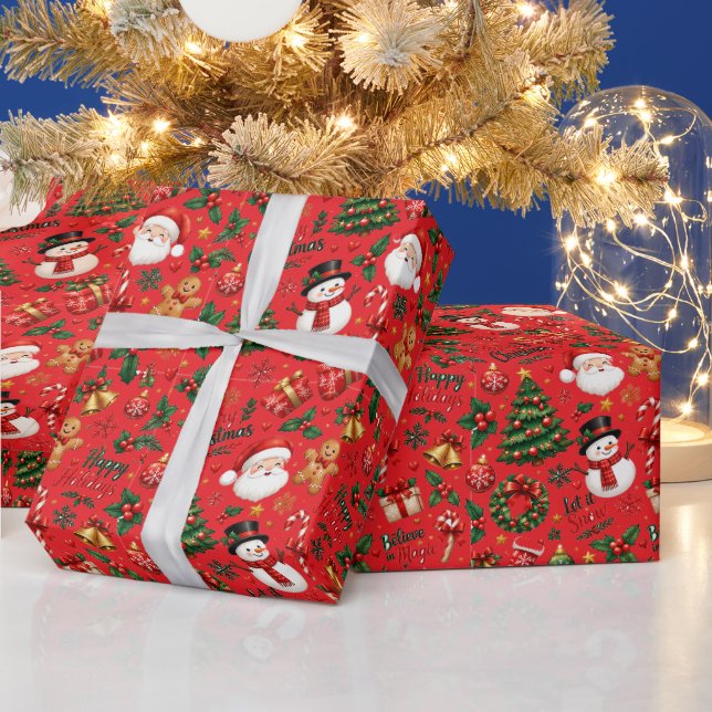 Papel de regalo con patrón continuo de Navidad (Vacaciones)