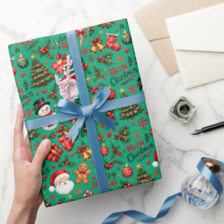 Papel de regalo con patrón continuo de Navidad