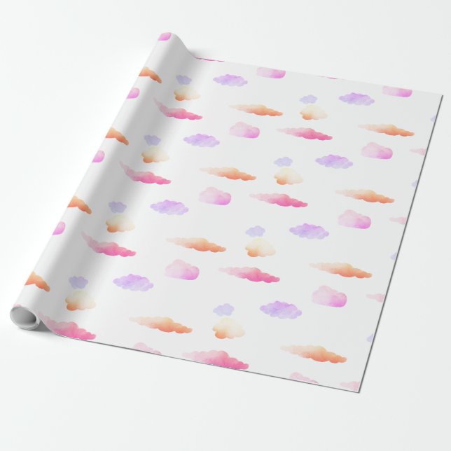 Papel de regalo con patrón continuo de nubes (Desenrollado)