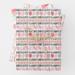 Papel de regalo con patrón coordinado para cumplea