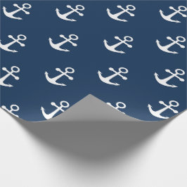 Papel de regalo con patrón de ancla naval azul mar