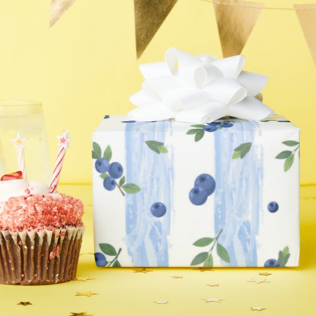 Papel de regalo con patrón de arándano en acuarela (Fiesta de cumpleaños )