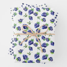 Papel de regalo con patrón de arándano en acuarela
