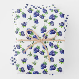 Papel de regalo con patrón de arándano en acuarela