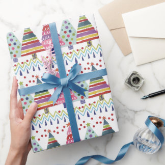 Papel de regalo con patrón de árbol de Navidad col