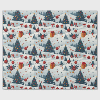 Papel de regalo con patrón de árboles de Navidad l