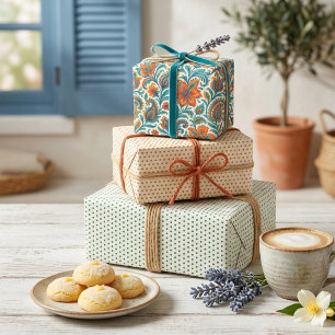 Papel de regalo con patrón de arte floral Paisley 