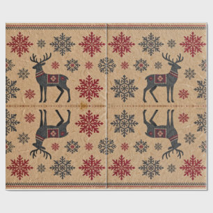 Papel de regalo con patrón de arte popular escandi