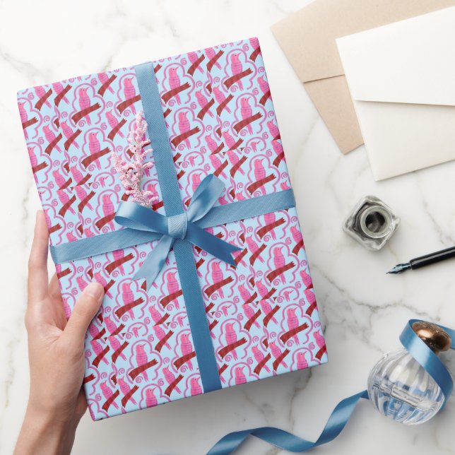 Papel de regalo con patrón de aves elegantes   (Regalar)