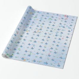 Papel de regalo con patrón de ballena azul
