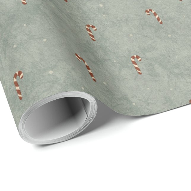 Papel de regalo con patrón de bastón de caramelo (Esquina del rollo)