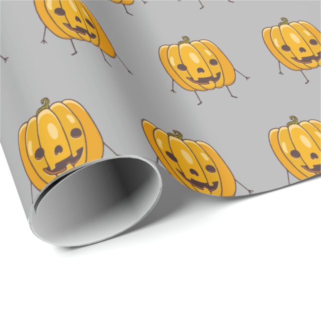 Papel de regalo con patrón de calabaza divertida (Esquina del rollo)