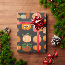 Papel de regalo con patrón de calabaza naranja lin