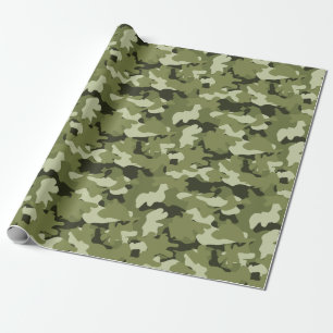 Papel de regalo con patrón de camuflaje militar cl