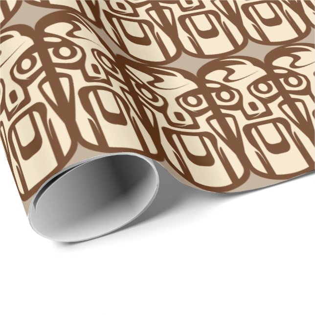 Papel de regalo con patrón de cara Tiki de playa (Esquina del rollo)