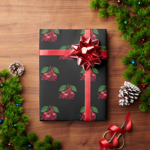 Papel de regalo con patrón de cereza brillante
