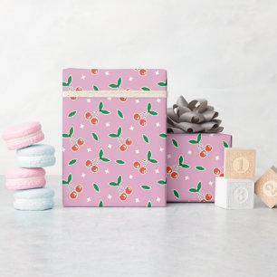 Papel de regalo con patrón de cereza dulce en roll