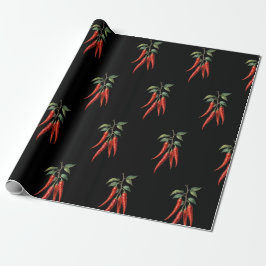Papel de regalo con patrón de chile rojo picante