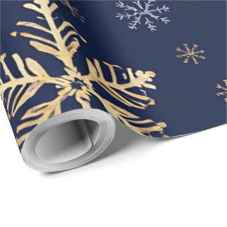 Papel de Regalo con Patrón de Copo de Nieve Dorado
