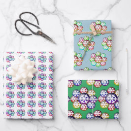 Papel de regalo con patrón de copo de nieve modern