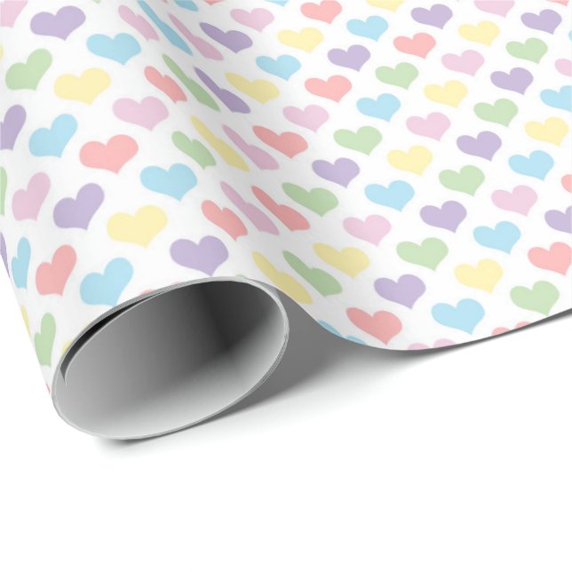 Papel de Regalo con Patrón de Corazón Arcoíris Pas (Esquina del rollo)
