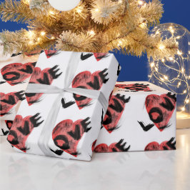Papel de regalo con patrón de corazón rojo de pinc