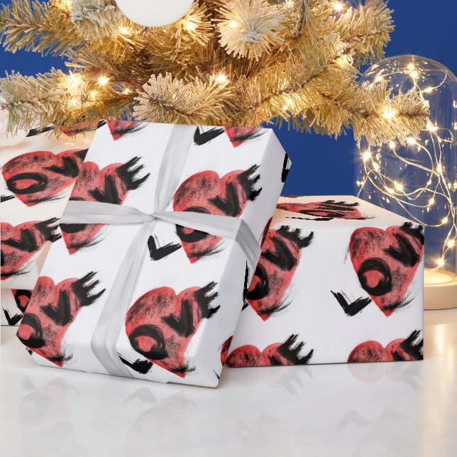 Papel de regalo con patrón de corazón rojo de pinc (Vacaciones)