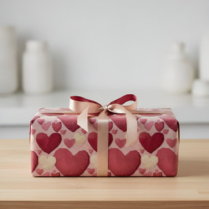 Papel de Regalo con Patrón de Corazón Vibrante - R