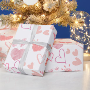 Papel de regalo con patrón de corazones rosados li