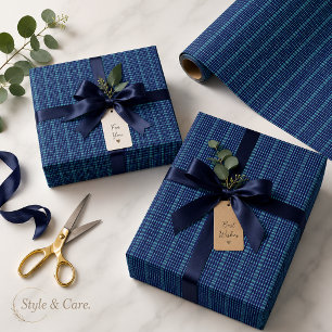 Papel de regalo con patrón de cuadros azul oscuro