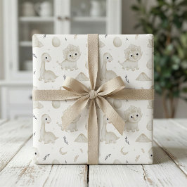 Papel de regalo con patrón de dinosaurio en acuare