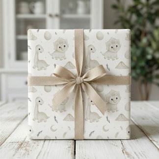 Papel de regalo con patrón de dinosaurio en acuare