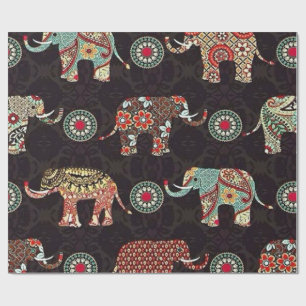 Papel de Regalo con Patrón de Elefante Decorativo