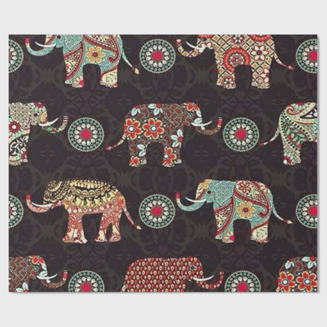 Papel de Regalo con Patrón de Elefante Decorativo (Superficie plana)