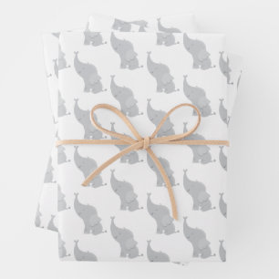 Papel de regalo con patrón de elefante gris