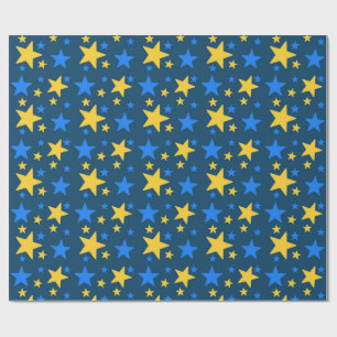 Papel de regalo con patrón de estrellas azul y ama