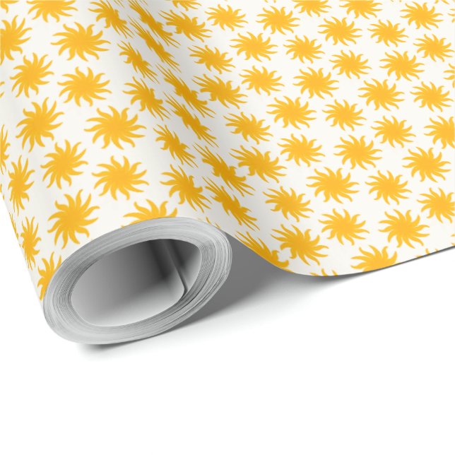 Papel de regalo con patrón de explosión solar dora (Esquina del rollo)