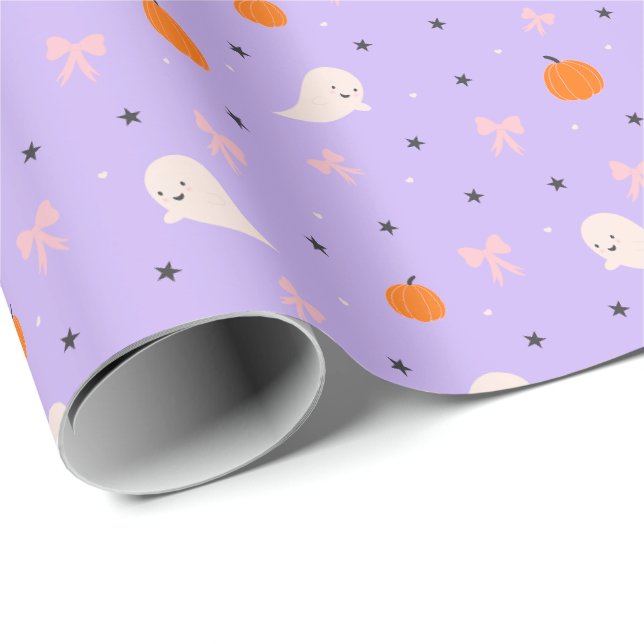 Papel de regalo con patrón de fantasma de Hallowee (Esquina del rollo)