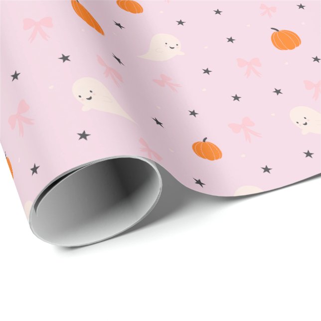 Papel de regalo con patrón de fantasma de Hallowee (Esquina del rollo)