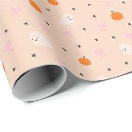 Papel de regalo con patrón de fantasmas otoñales d