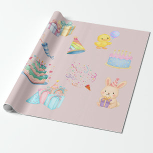 Papel de regalo con patrón de fiesta de cumpleaños