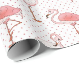Papel de regalo con patrón de flamenco rosa de pla
