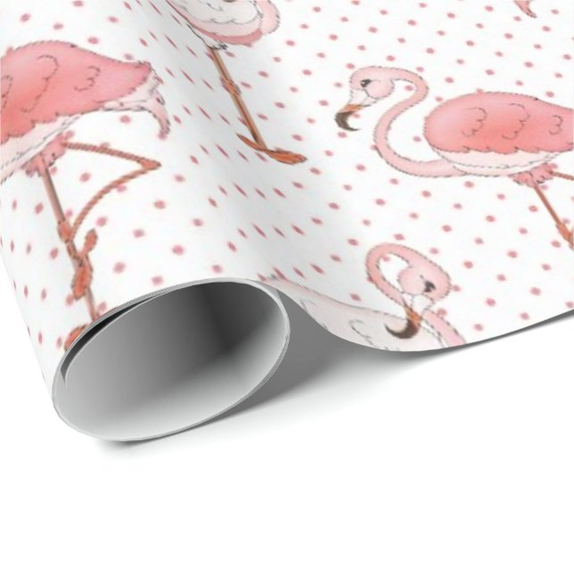 Papel de regalo con patrón de flamenco rosa de pla (Esquina del rollo)