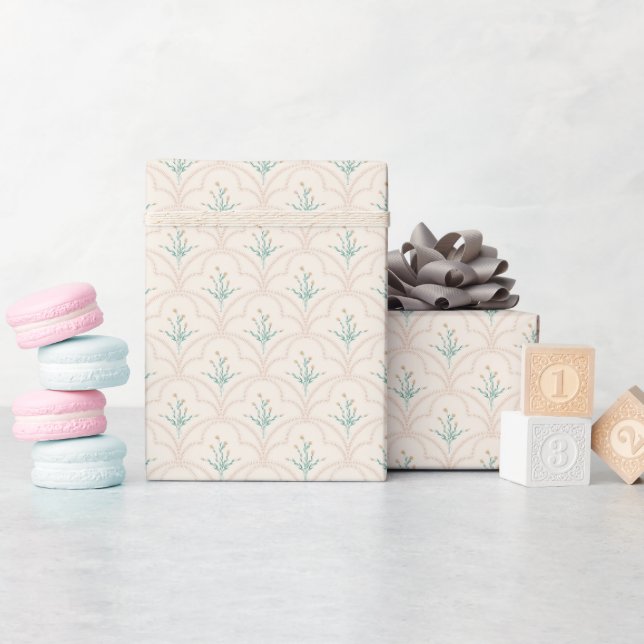 Papel de regalo con patrón de flores de primavera (Baby Shower)