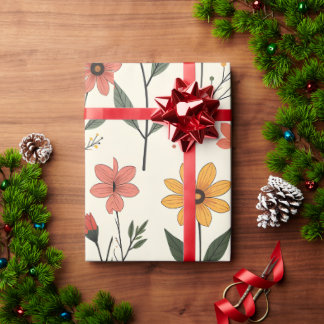 Papel de regalo con patrón de flores | Regalo flor