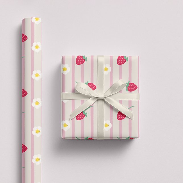 Papel de Regalo con Patrón de Fresa (Subido por el creador)