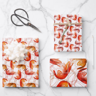 Papel de regalo con patrón de gambas antenas larga
